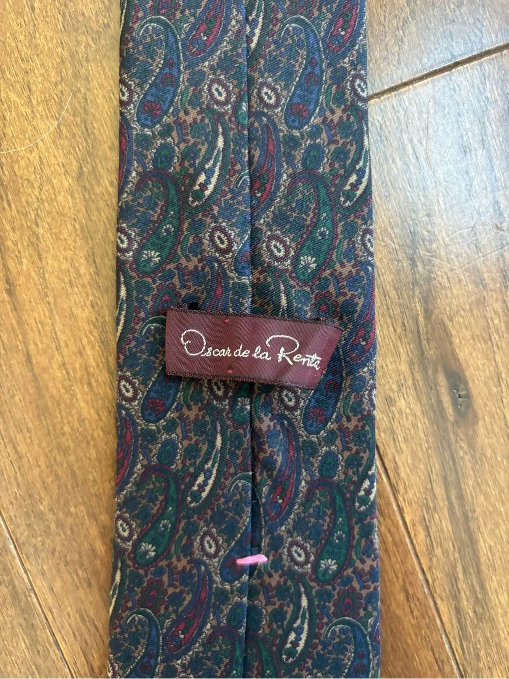 Oscar de la Renta Teal, Burgundy and Navy Paisley Silk Tie